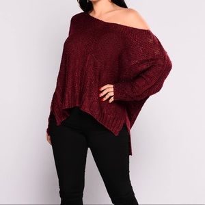 FASHION NOVA Oversized Burgundy Sweater